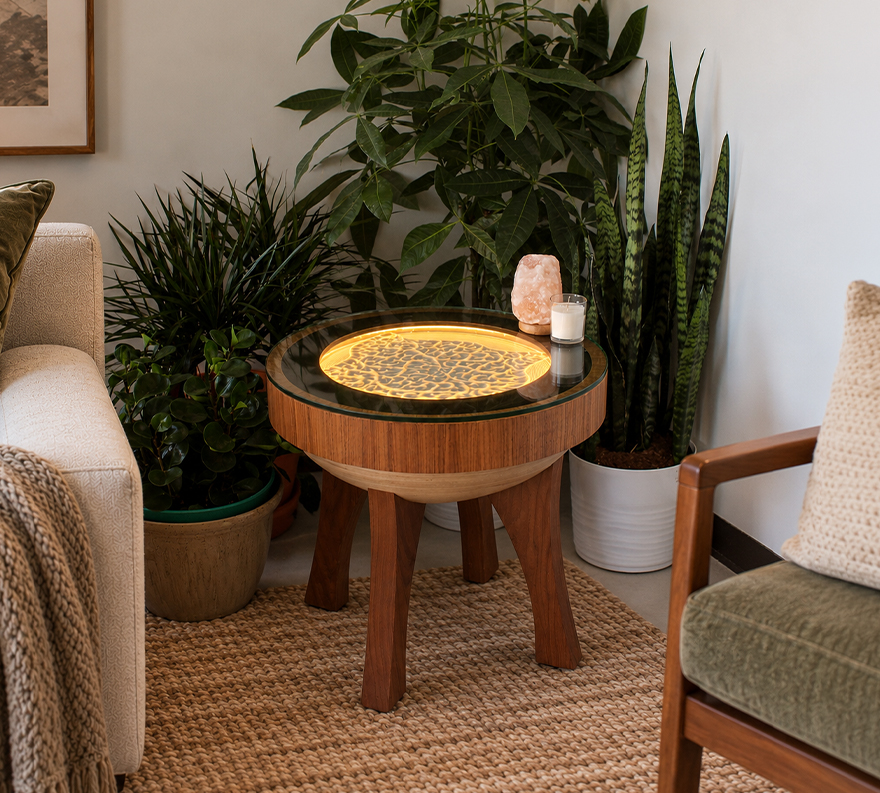 Hardwood Kinetic Sand Side Table