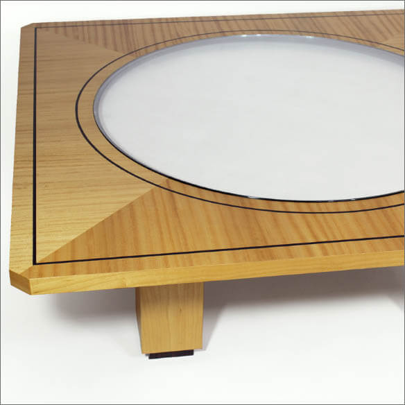 Luxury High End Custom Square Sisyphus Hardwood Table with Glass Top
